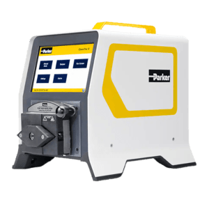 Parker ChemTec II automated bioprocess metering system for chemical dispensing and diafiltration control.
